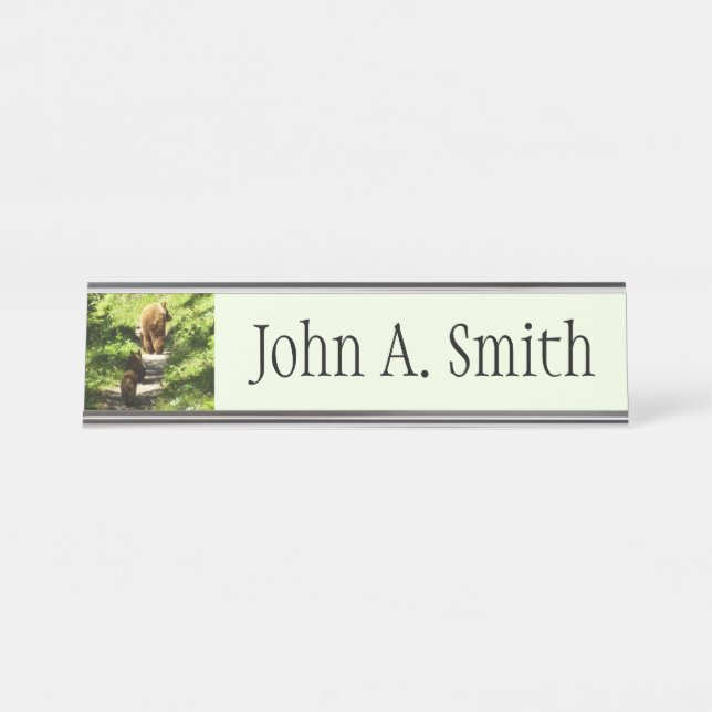 Brown Bear Family Desk Name Plate (Front)