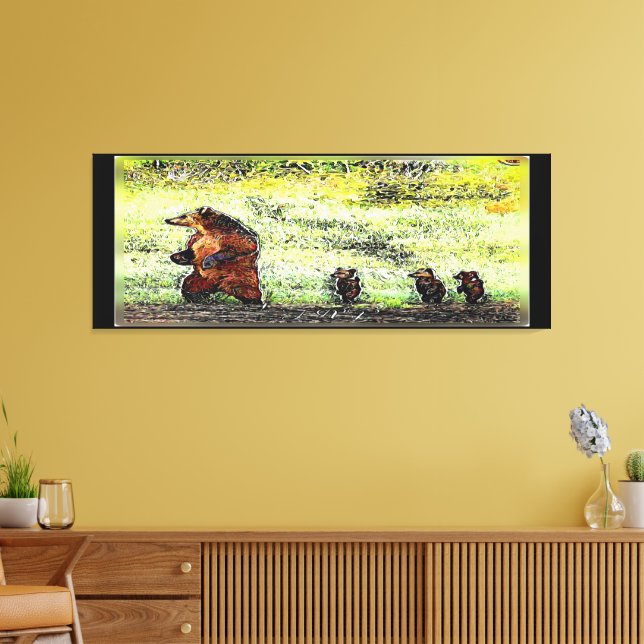Brown Bear Family Hike Canvas Print (Insitu(LivingRoom))