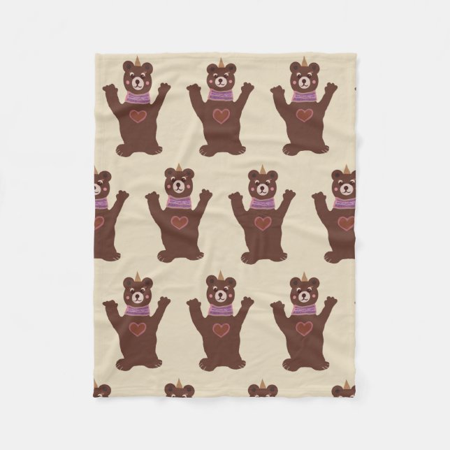 Brown Bear Fleece Blanket (Front)