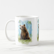 Brown bear, grizzly bear mug for wildlife decor