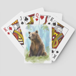 Brown bear, grizzly bear playing cards- watercolor playing cards