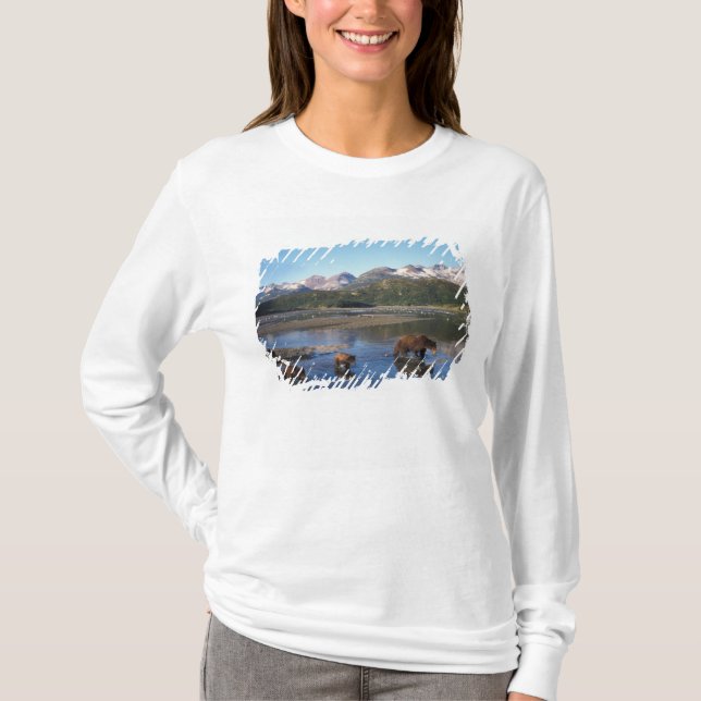 Brown bear, grizzly bear, sow and cubs in T-Shirt (Front)