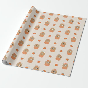 Brown Bear Halloween Wrapping Paper