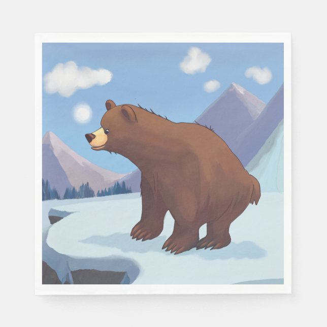 Brown bear in the mountains napkin (Front)