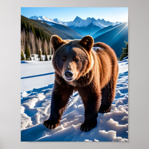 Brown Bear in the Snow Poster