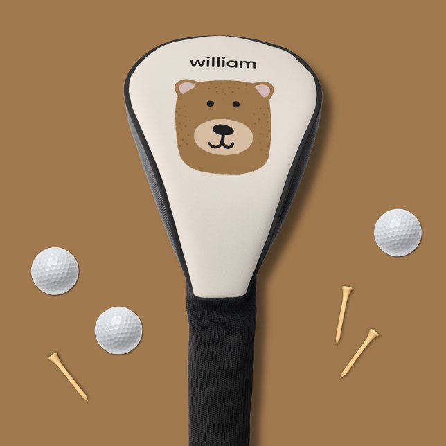 Brown Bear name Golf Head Cover (Brown bear personalized golf head cover)