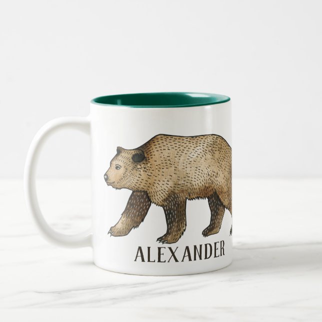 Brown Bear Personalised Coffee Mug (Left)