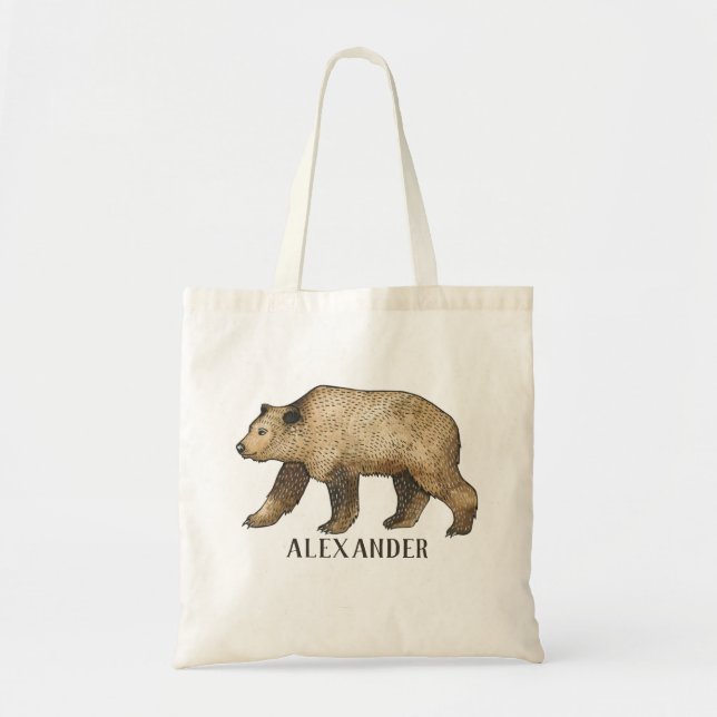 Brown Bear Personalised Tote Bag (Front)