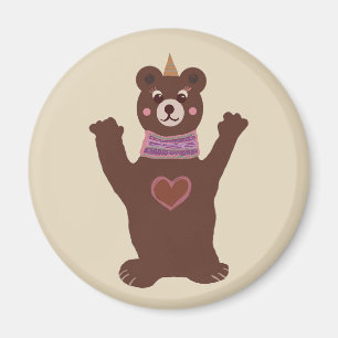 Brown Bear Round Magnet