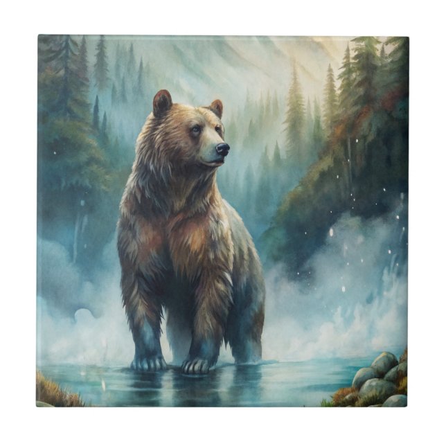 Brown Bear Square Paper Coaster (Front)