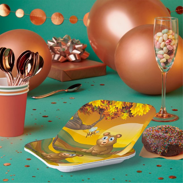 Brown Bear Sunset Paper Plate (Creator Uploaded)