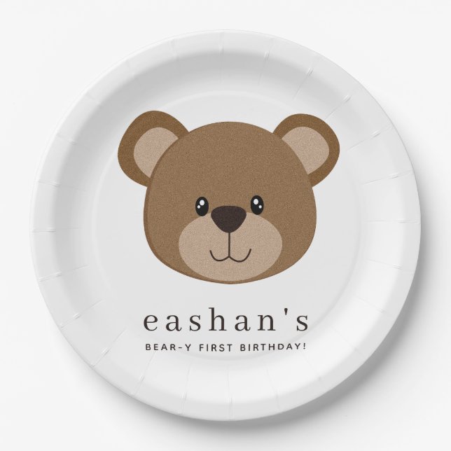 Brown Bear Theme  Paper Plate (Front)