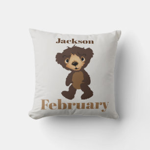 Brown Bear Throw Pillow with Name