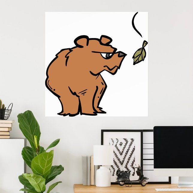 Brown Bear with Falling Autumn Leaf Cute Wildlife  Poster (Creator Uploaded)