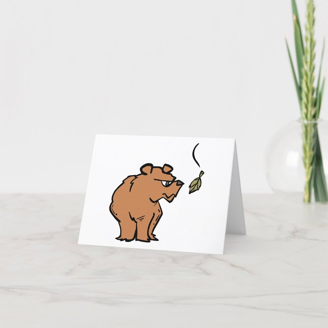 Brown Bear with Falling Autumn Leaf Cute Wildlife  Thank You Card (Creator Uploaded)