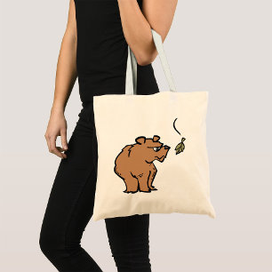 Brown Bear with Falling Autumn Leaf Cute Wildlife  Tote Bag