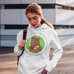 Brown Bear With Ice Cream Hoodie
