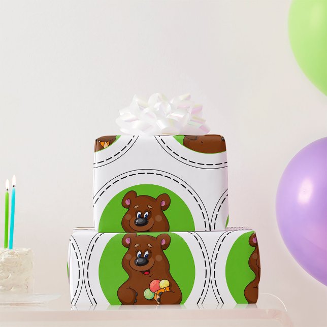 Brown Bear With Ice Cream Wrapping Paper (Creator Uploaded)