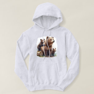 Brown Bear with Two Cubs Hoodie