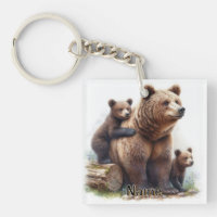 Brown Bear with Two Cubs