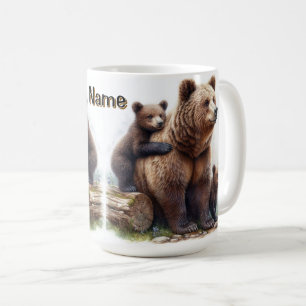 Brown Bear with Two Cubs Wildlife Family Coffee Mug