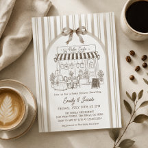 Brown Bebe Cafe Home Cafe Baby Shower Invitation