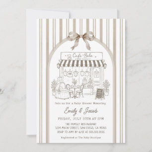 Brown Bebe Cafe Home Cafe Baby Shower Invitation