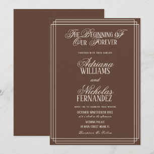 Brown Beginning Of Our Forever Timeless Wedding Invitation