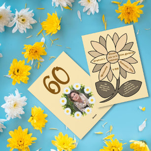 Brown Beige 60th Birthday Simple Sunflower Invitation