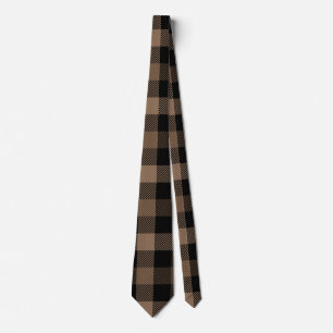 Brown, Beige, and Black Plaid Pattern Tie
