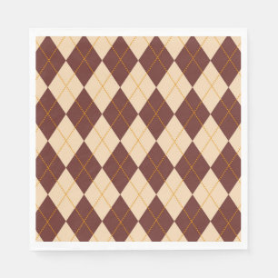 Brown Beige Autumn Fall Argyle Diamond Pattern  Napkin
