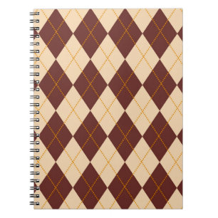 Brown Beige Autumn Fall Argyle Diamond Pattern Notebook