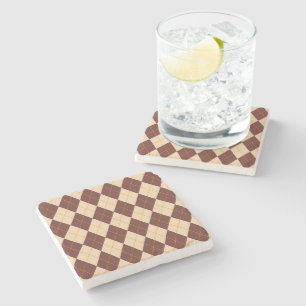 Brown Beige Autumn Fall Argyle Diamond Pattern  Stone Coaster