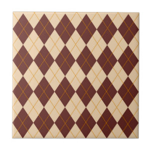 Brown Beige Autumn Fall Argyle Diamond Pattern  Tile