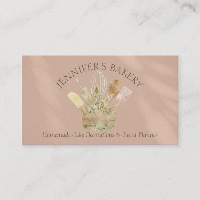 Brown Beige Bakery pastry patisserie chef Business Card (Front)