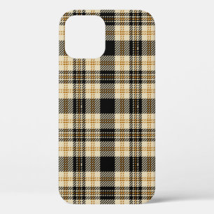 Brown Beige Black Plaid Pattern iPhone 12 Case