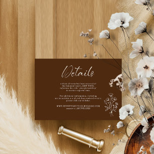 Brown Beige Bouquet Boho Botanicals Details Enclosure Card
