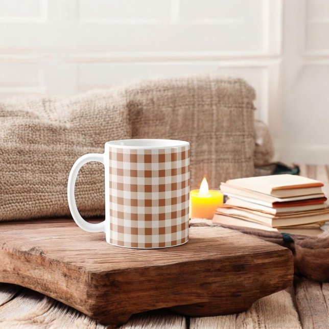 Brown Beige Buffalo Plaid Holiday Coffee Mug (Creator Uploaded)