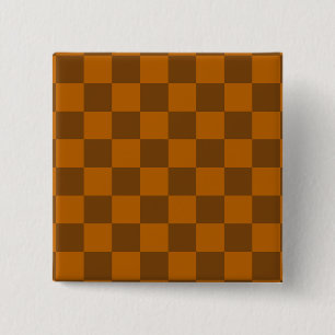 Brown Beige Chequered Block Print 15 Cm Square Badge