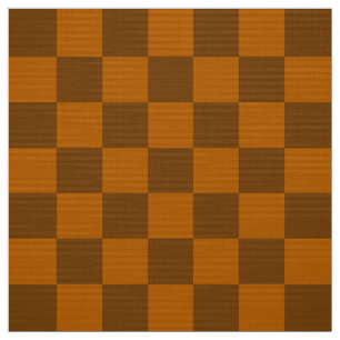 Brown Beige Chequered Block Print  Fabric