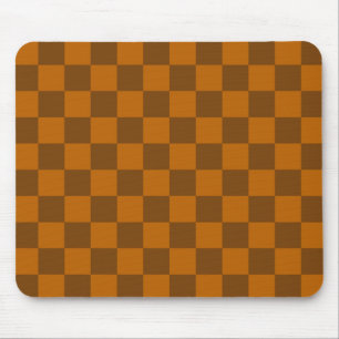 Brown Beige Chequered Block Print Mouse Pad