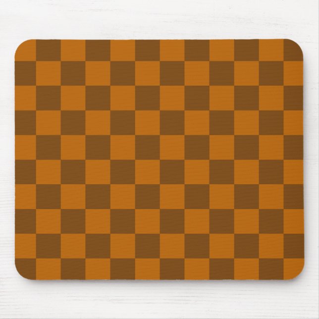 Brown Beige Chequered Block Print  Mouse Pad (Front)