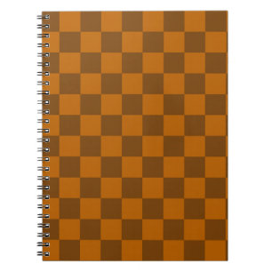 Brown Beige Chequered Block Print  Notebook
