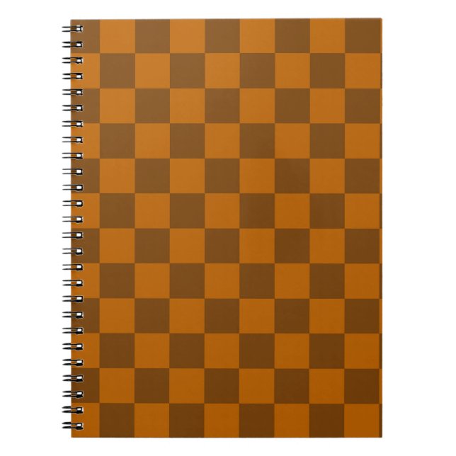 Brown Beige Chequered Block Print  Notebook (Front)