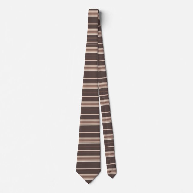 Brown Beige Cream Horizontal Striped Tie (Front)