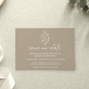 Brown Beige Earth Tone Flower Save our Date Enclosure Card