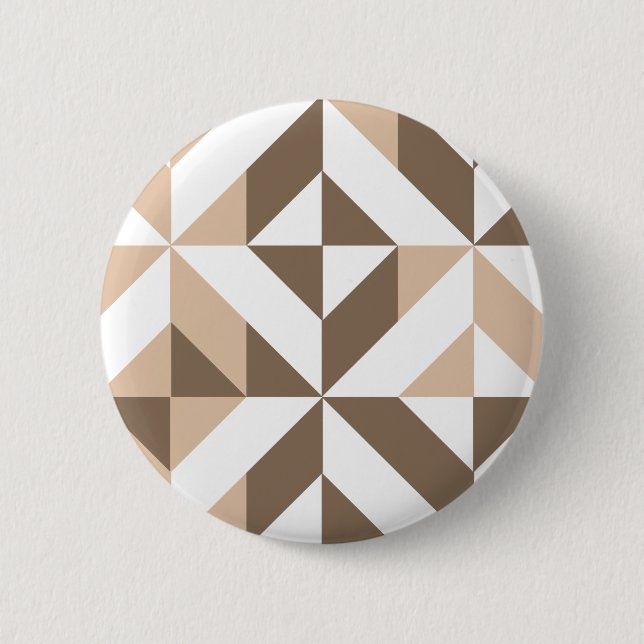 Brown Beige Geometric Cube Pattern 6 Cm Round Badge (Front)