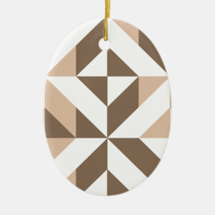 Brown Beige Geometric Cube Pattern Ceramic Tree Decoration