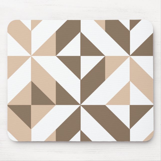 Brown Beige Geometric Cube Pattern Mouse Pad (Front)