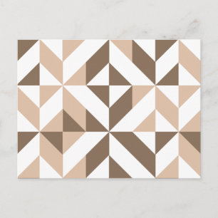 Brown Beige Geometric Cube Pattern Postcard